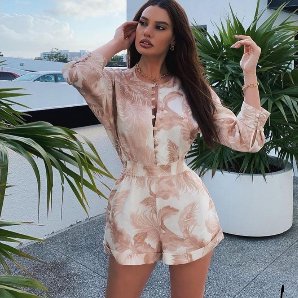 Elegant Beige Floral Jumpsuit